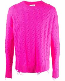Laneus cable-knit distressed-effect jumper - Pink