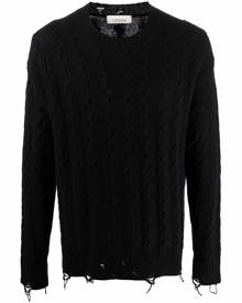 Laneus cable-knit distressed-effect jumper - Black