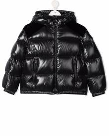 Moncler Enfant metallic logo print puffer jacket - Black