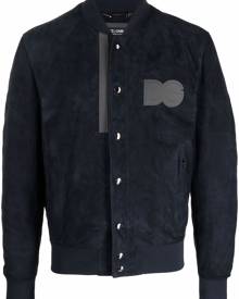 Dolce & Gabbana logo-patch leather bomber jacket - Blue