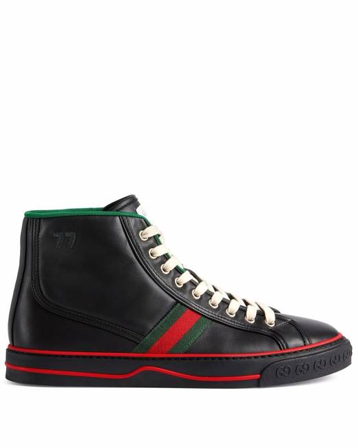 mens gucci black leather high top sneakers