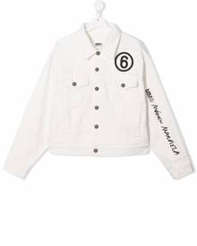 MM6 KIDS TEEN logo-print denim jacket - White