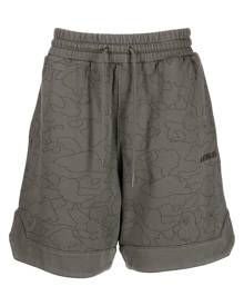 A BATHING APE® Camo Washed cotton track shorts - Green