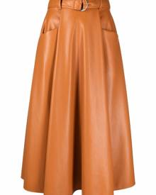 MSGM belted pleated midi skirt - Brown