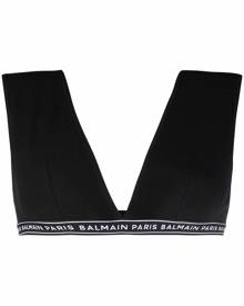 Balmain NWT Balmain Paris Womens Black Logo Stretch Sports Bra Top Size FR36 US4 Small 