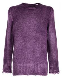 Avant Toi distressed long-sleeve sweatshirt - Purple