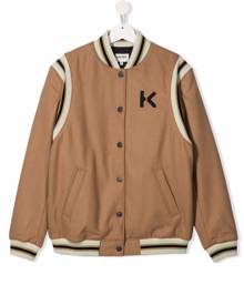 Kenzo Kids Tiger-embroidered bomber jacket - Brown