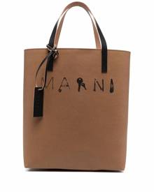 Marni logo-print shopping tote - Brown