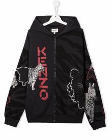 Kenzo Kids animal-print hooded jacket - Grey