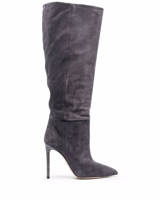 dark grey suede knee high boots