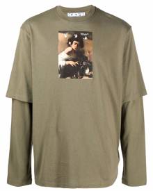 Off-White Caravaggio Boy-print layered-sleeve T-shirt - Green