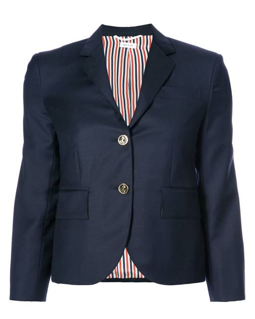 Thom Browne Single Breasted Sport Coat In Blue Wool Twill Thom Browne Single Breasted Sport Coat In Blue Wool Twill