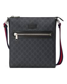 Gucci GG Embossed Messenger Bag Black in Leather with Silver-tone - US