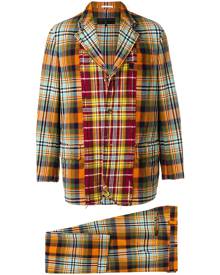 Comme Des Garçons Pre-Owned plaid distressed jacket - Yellow