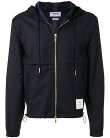 Thom Browne Center-Back Stripe Wool Hoodie - Blue