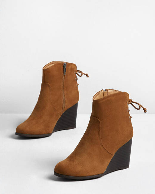 brown wedge booties women