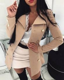 boutiquefeel Long Sleeve Collared Button-Up Coat