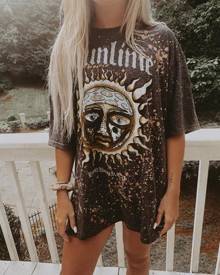 boutiquefeel Tide Graffiti Print Oversized T-shirt