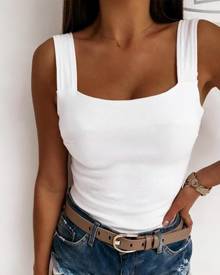 boutiquefeel Square Neck Backless Knit Basic Tank Top