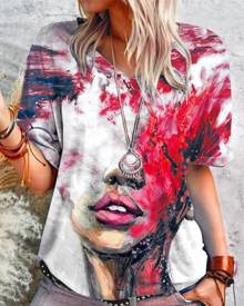boutiquefeel Figure Patterns Print Short Sleeve Loose T-shirts