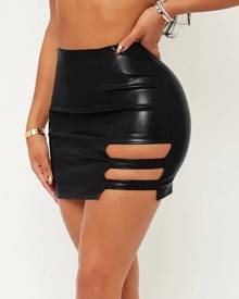boutiquefeel Ladder Cutout PU Leather Skirt