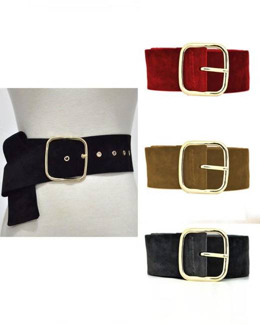 Black Suede Wide Waist Belt