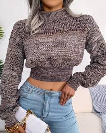 chicme Mock Neck Long Sleeve Knit Crop Sweater