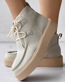 chicme Lace-up Platform Ankle Boots