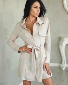 Trendy Zipper Front Pocket Design Belted Coats Trendy Zipper Front Pocket Design Belted Coats