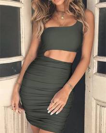 ivrose Sexy One Shoulder Cut Out Bodycon Dress