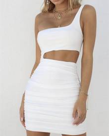 ivrose Sexy One Shoulder Cut Out Bodycon Dress