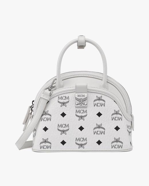 Mcm Half Moon Medium Visetos Canvas Tote Bag