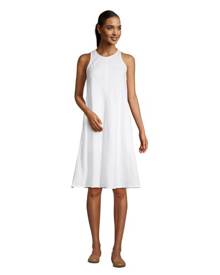 lands end Sleeveless Pure Linen Swing Dress, Women, Size: 10-12 Regular, White, by Lands' End