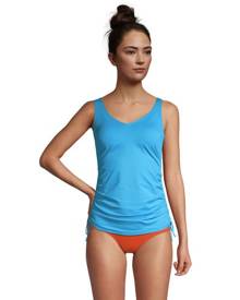 lands end Adjustable Chlorine Resistant V-neck Underwire Tankini Top, Women, Size: 8 Regular, Blue, Nylon-blend, by Lands' End