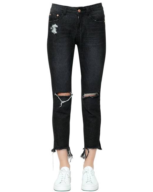 STEVE J & YONI P DESTROYED COTTON DENIM JEANS STEVE J & YONI P DESTROYED COTTON DENIM JEANS