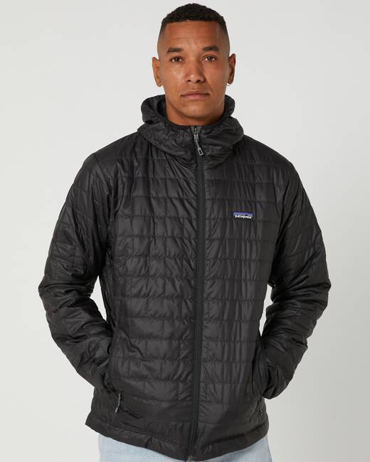 Patagonia logo-patch Hooded Down Jacket - Blue