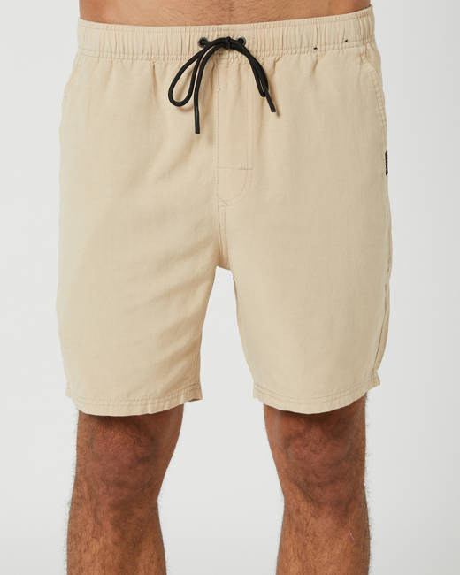 Beachcombers Mens Linen Cargo Shorts With an Elastic Waistband Black Large