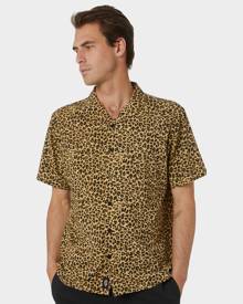 Thrills Mild Animal Mens Ss Bowling Shirt Tan Tan