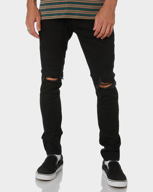 Purple Brand 3-D Resin Skinny Fit Jeans in Black Repair