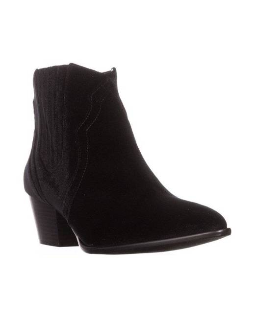 black suede cowboy ankle boots