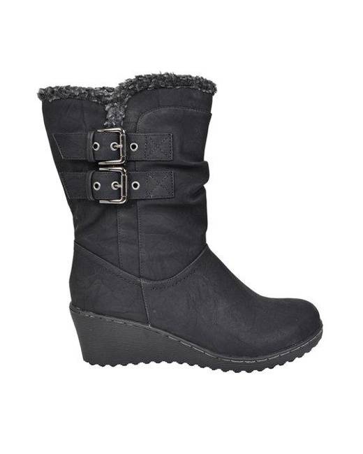 womens fur wedge boots