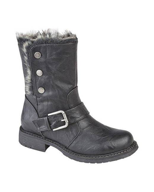 black biker ankle boots