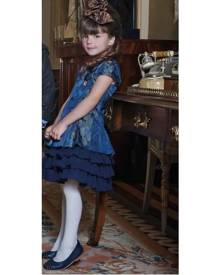 Mini Raxevsky Girl Elegant Ruffle Dress in Blue