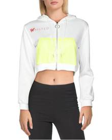 Waisted Women's Athletic Apparel Hoodie - Color: White/Neon Yellow