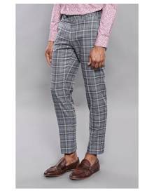 Wessi Mens Checked  Trousers - Grey
