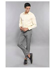 Wessi Mens Checked  Slim-Fit Trousers - Black