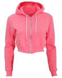 American Apparel Womens Flex Fleece Cropped Hoodie (Neon Heather Pink) - RW4026