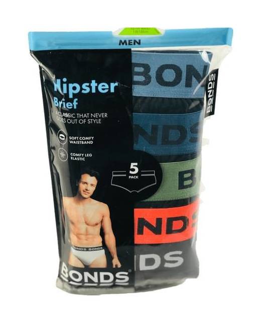 Bonds 5 Pack Mens Assorted Colour Cotton Hipster Briefs Comfy