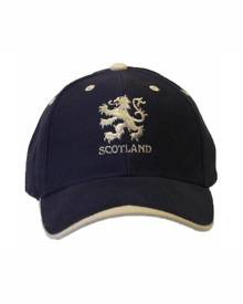 Scotland Lion Logo Embroidered Baseball Cap (Navy/White) - C159
