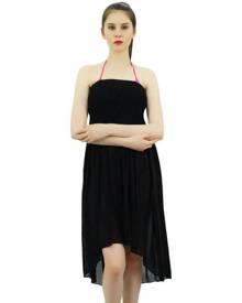 Bimba Women's High Low Sheer Coverup Dress Smocked Bust Bikini Beach Cover Up Skirt Bimba Women's High Low Sheer Coverup Dress Smocked Bust Bikini Beach Cover Up Skirt